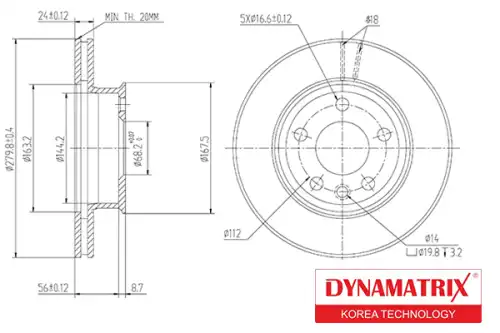 Тормозной диск DYNAMAX DBD427 вентилируемый , передняя ось