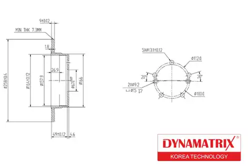 Тормозной диск DYNAMAX DBD539 полный , задняя ось
