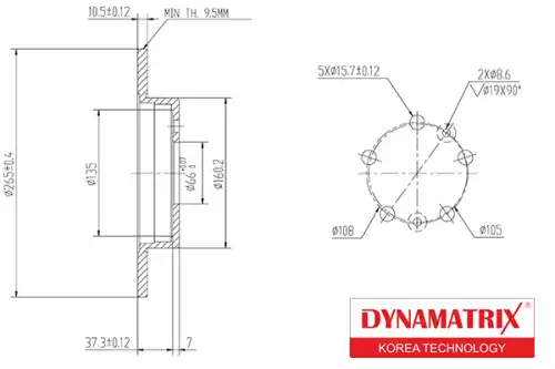 Тормозной диск DYNAMAX DBD556 полный , задняя ось