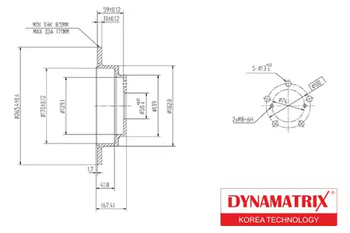Тормозной диск DYNAMAX DBD678 полный , задняя ось