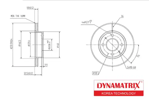 Тормозной диск DYNAMAX DBD866 вентилируемый , передняя ось