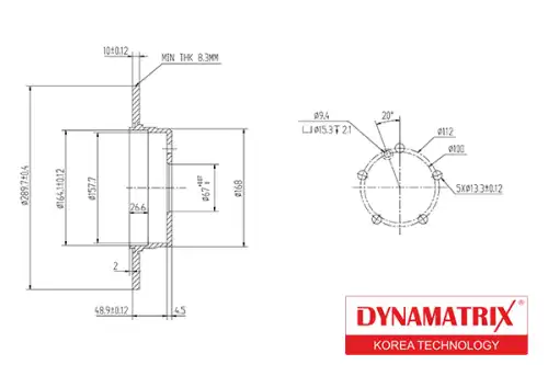 Тормозной диск DYNAMAX DBD963 полный , задняя ось