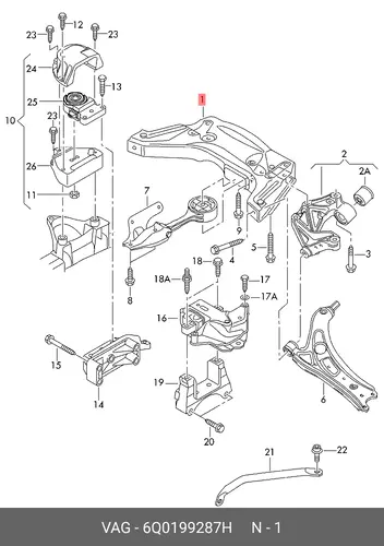 БАЛКА ПЕРЕДНЕЙ ПОДВЕСКИ 6Q0199287H VAG