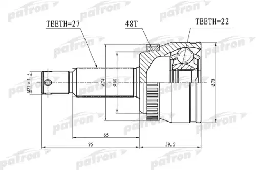 Шрус наружний с валом PCV1018 PATRON