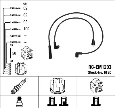 компл. высоковольт. проводов Mits RC-EM1203 NGK