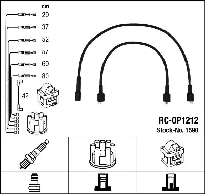компл. высоковольт. проводов Opel RC-OP1212 NGK