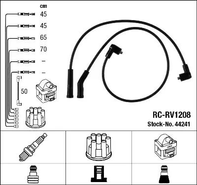 компл. высоковольт. проводов Rov RC-RV1208 NGK