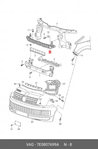 OEVAG-7E0807699A кронштейн бампера переднего!\ VW T6 15>