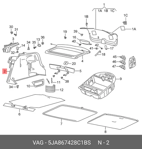 Коврик в багажник VAG 5JA867428C1BS