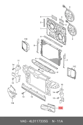  (8 ГР.), (AUDI), ВОЗДУХОВОД 4L0117335G VAG