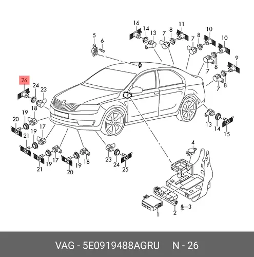 Кронштейн бампера 5E0919488AGRU VAG
