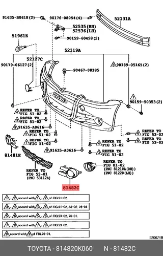 Фара противотуманная TOYOTA / LEXUS 81482-0K060