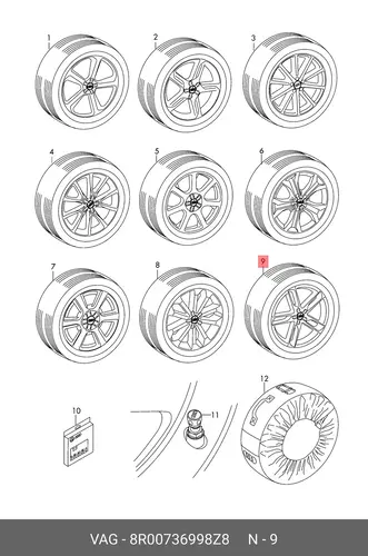 колесо в сборе 8R0073699 8Z8 VAG