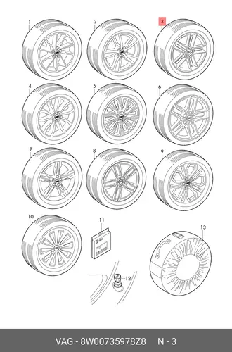 колесо в сборе 8W0073597 8Z8 VAG