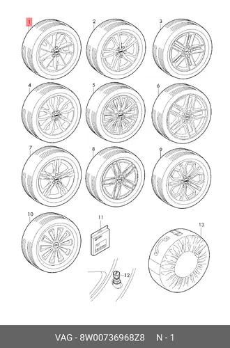 Колесо в сборе 8W0073696 8Z8 VAG