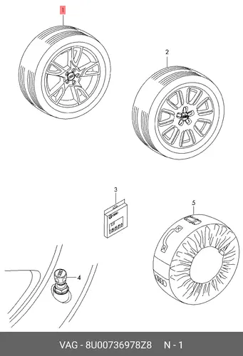 Колесо в сборе 8U0073697 8Z8 VAG
