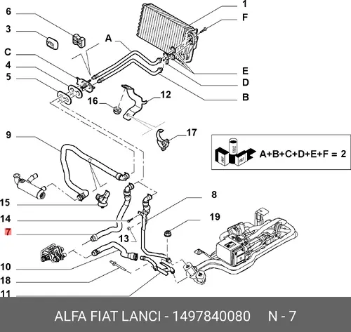 Патрубок отопителя 1497840080 FIAT