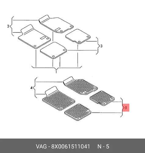 Коврики в салон VAG 8X0061511 041