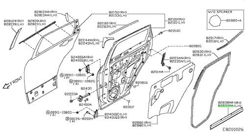 Уплотнитель двери NISSAN 828394EA0B