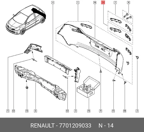 Накладка бампера 7701209033 RENAULT