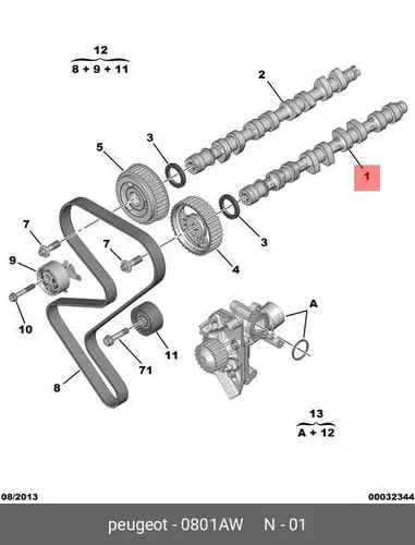 Распредвал PSA 0801 AW