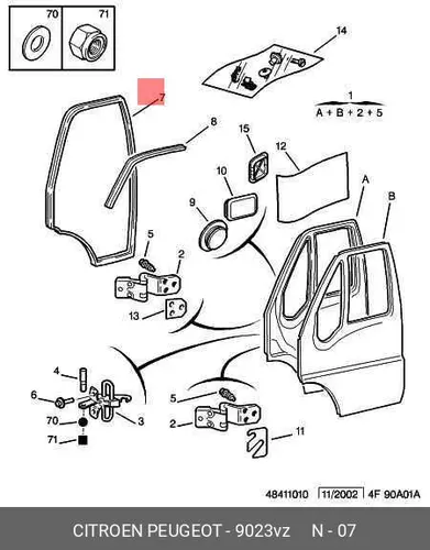 уплотнитель стекла двери! передней\ Peugeot Boxer 9023 VZ PSA