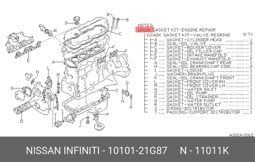 Full Gasket Set, engine 1010121G87 NISSAN