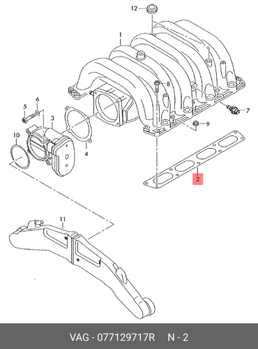 Gasket, intake manifold 077129717R VAG