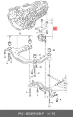 Mounting, automatic transmission 8E0399105HF VAG
