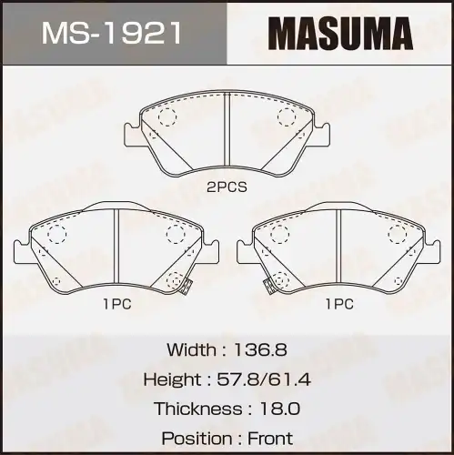 Тормозные колодки дисковые MASUMA MS-1921