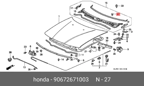 КЛИПСА 90672-671-003 HONDA