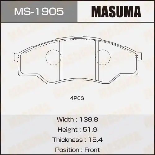 Тормозные колодки дисковые MASUMA MS-1905
