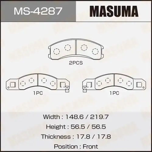 Тормозные колодки дисковые MASUMA MS-4287