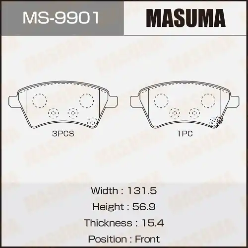 Тормозные колодки дисковые MASUMA MS-9901
