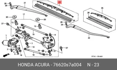 Щетка стеклоочистителя 76620-S7A-004 HONDA