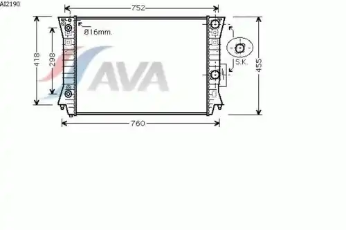 Радиатор системы охлаждения двигателя AVA AI2190
