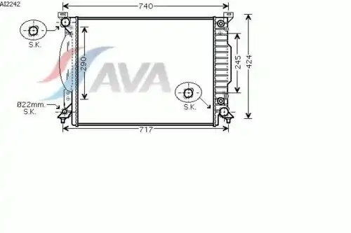 Радиатор системы охлаждения двигателя AVA AI2242