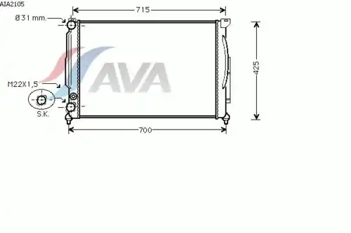 Радиатор системы охлаждения двигателя AVA AIA2105