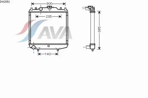 Радиатор системы охлаждения двигателя AVA DW2051