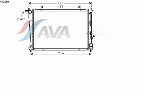 Радиатор системы охлаждения двигателя AVA HY2050