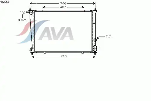 Радиатор системы охлаждения двигателя AVA HY2053