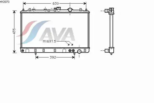 Радиатор системы охлаждения двигателя AVA HY2073
