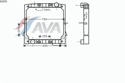 Радиатор системы охлаждения двигателя AVA IV2070