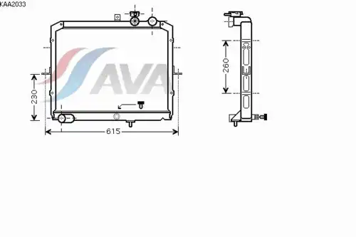 Радиатор системы охлаждения двигателя AVA KAA2033