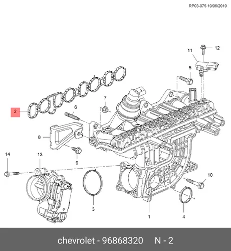 Прокладка коллектора GM 96868320