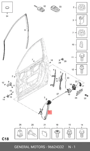 Стеклоподъемник GM 96624332