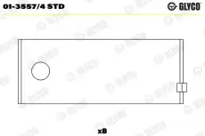 вкладыши шатунные к-кт! STD (4)\ Ford Escort/Fiesta/Orion 1.3-1.6 CVH 80-94 01-3557/4 STD GLYCO
