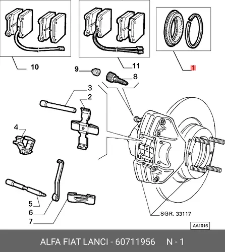 ремкомпл. дискового тормоза BMW 60711956 ALFA ROMEO