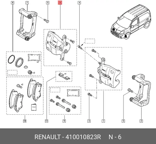 ремкомпл. дискового тормоза Peug 410010823R RENAULT