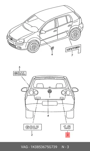  ЭМБЛЕМА 2.0 FSI VAG 1K0853675G 739